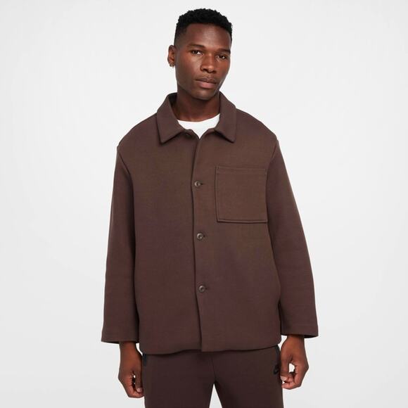 Nike Tech Fleece Shacket Oversized Fit Brown Jacket FZ7566-237 Men's Size Small - Picture 2 of 10